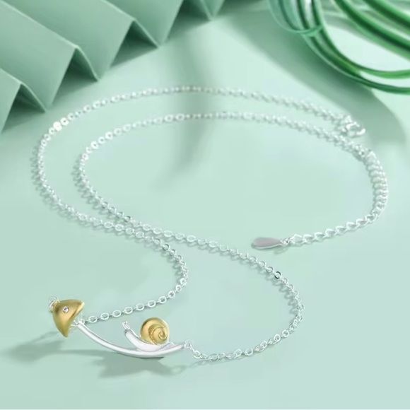 Gold and Silver Snail Pendant Necklace - Picture 3 of 5